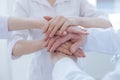 Friendly practitioners enjoying teambuilding at work Royalty Free Stock Photo