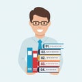 A friendly and professional man with glasses, holding a stack of books. vector design Generative AI Royalty Free Stock Photo