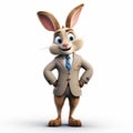 Friendly Rabbit Character In Suit: Hyperrealistic Disney Animation