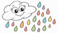 Friendly rain cloud with rainbow-colored drops, spreading cheer, vector design Generative AI Royalty Free Stock Photo
