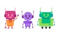 Friendly robot clipart collection of humanoid colorful cartoon illustration toys for kids Royalty Free Stock Photo