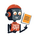 Friendly robot with a clipboard giving a presentation. Cute robotic teacher with document vector illustration Royalty Free Stock Photo