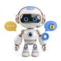 Friendly robot customer service agent with security icon Royalty Free Stock Photo