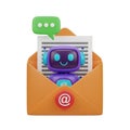 Friendly Robot Emerging from Envelope with Email Symbol artificial intelligence Royalty Free Stock Photo