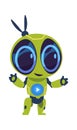 Friendly robot. Futuristic droid with friendly eyes. Cartoon vector image humanoid character