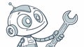 Friendly Robot Holding Wrench for Technology, vector design Generative AI Royalty Free Stock Photo