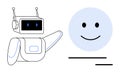 Friendly Robot Interacting with happy Face, Conceptual Illustration of Artificial Intelligence and Human Connection Royalty Free Stock Photo