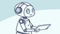 Friendly Robot with Laptop: Future of Work and AI Interaction, vector design Generative AI Royalty Free Stock Photo