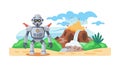 Friendly Robot in a Natural Outdoor Setting, vector design Generative AI Royalty Free Stock Photo