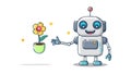 Friendly Robot Offering Flower AI Character Design, vector design Generative AI Royalty Free Stock Photo