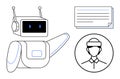 Futuristic robot interacting with user profile and digital document elements Royalty Free Stock Photo