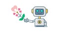 Friendly Robot Waving, Modern AI Character Vector Icon, vector design Generative AI Royalty Free Stock Photo