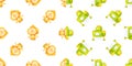 Friendly robots and droids repeating pattern on white background