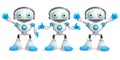 Friendly robots vector character set. Funny mascot robot design Royalty Free Stock Photo