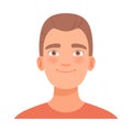 Friendly smile on the face of a guy. Vector illustration.