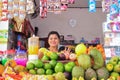 Happy Smiling Grocery Seller at Market Royalty Free Stock Photo