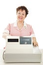 Friendly Smiling Cashier Royalty Free Stock Photo