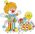 Circus clown with toys