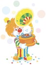 Circus clown with a gramophone Royalty Free Stock Photo