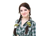 Friendly smiling girl with pigtails Royalty Free Stock Photo