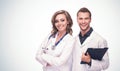 Friendly Smiling Male and Female Doctors