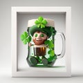 Friendly Smiling St. Patrick`s Day Celebration with Beer and Costume. Generative AI