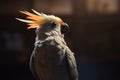 A friendly and social cockatiel singing and whistling, showing off its friendly and social nature. Generative AI