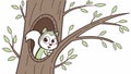 Friendly squirrel in a tree with nuts, forest animal illustration vector design Generative AI Royalty Free Stock Photo