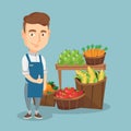 Friendly supermarket worker vector illustration.