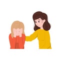 Friendly support concept and comforting hands. Woman supports her crying friend. Royalty Free Stock Photo