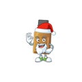 Friendly syrup cure bottle Santa cartoon character design with ok finger