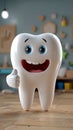 Friendly tooth character shows approval with thumbs up, 3D