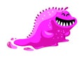 Friendly Toothy Slug Monster, Alien with Pink Slime Body Isolated on White Background. Fantasy Beast, Funny Creature Royalty Free Stock Photo