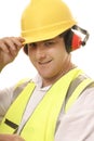 Friendly tradesmen tipping his hat