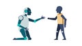 Robot Greeting Human Handshake, vector design Generative AI Royalty Free Stock Photo