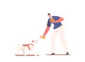 Friendly Volunteer Feeding Dog In Animal Shelter Or Pound. Young Man Giving Bone To Homeless Puppy Cartoon Illustration