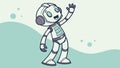 Friendly white robot waving hello. vector design Generative AI Royalty Free Stock Photo