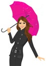 Friendly woman holding an umbrella