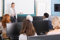 Young female teacher lecturing