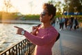 Friendly young trendy african black man walking around the urban city Royalty Free Stock Photo