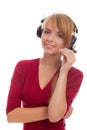 Friendly young woman helpline operator Royalty Free Stock Photo