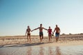 Friends on the beach. Have fun at sunny summer day