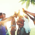 Friends Beach Party Drinks Toast Celebration Concept Royalty Free Stock Photo