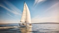 Friends on Board a Speeding Sailboat, Racing Across the Open Waters, Generative AI Royalty Free Stock Photo