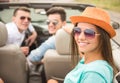 Friends in cabriolet Royalty Free Stock Photo