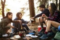 Friends Camping Eating Food Concept