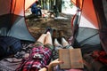 Friends Camping Relax Vacation Weekend Concept Royalty Free Stock Photo