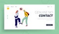 Friends or Colleagues Alternative Non-contact Greet During Coronavirus Epidemic Landing Page Template