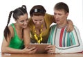 Friends with computer tablet Royalty Free Stock Photo