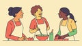 Friends Cooking Together, Culinary Teamwork, vector design Generative AI Royalty Free Stock Photo